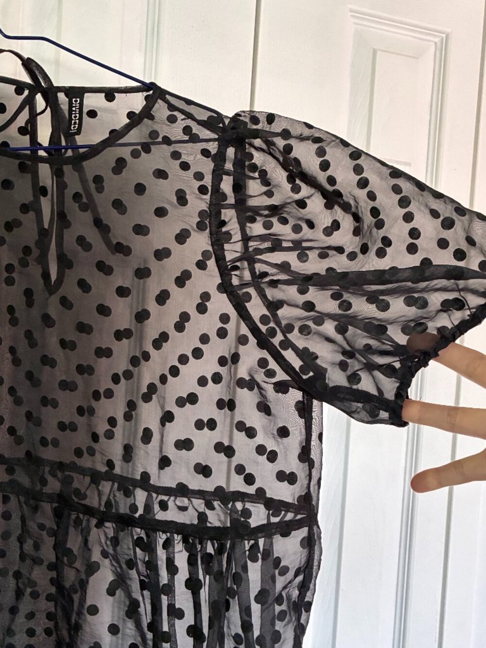 H&M Puff Sleeved Polka Dot Mesh Over Dress, O/S